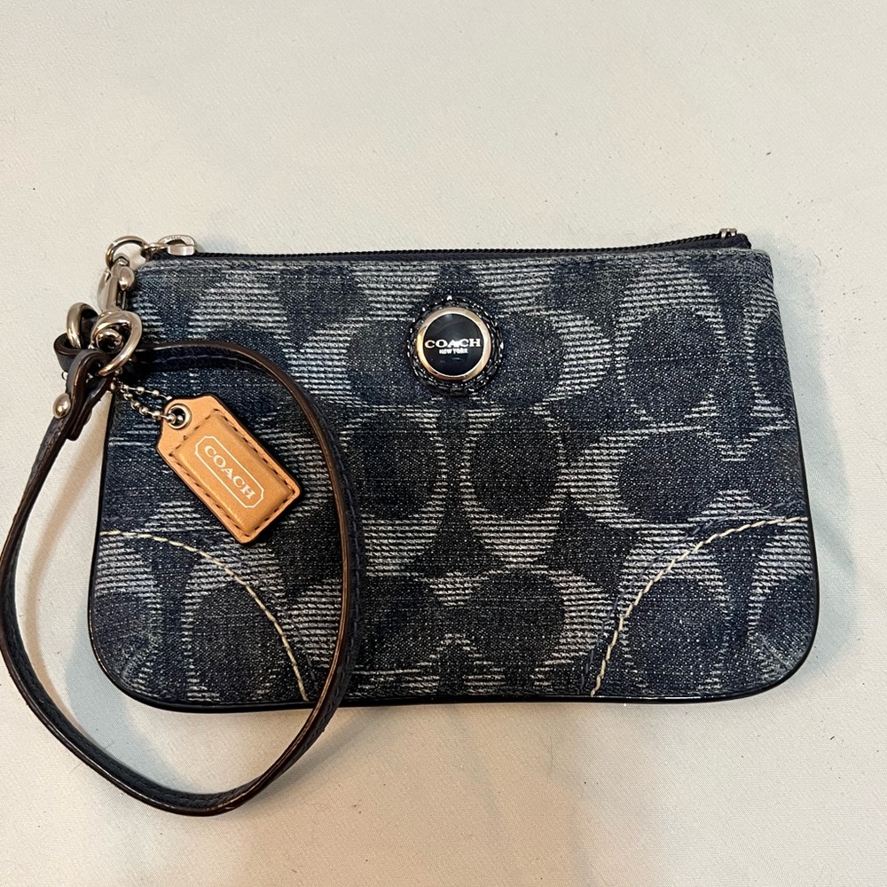 Denim Coach Wristlet Wallet
